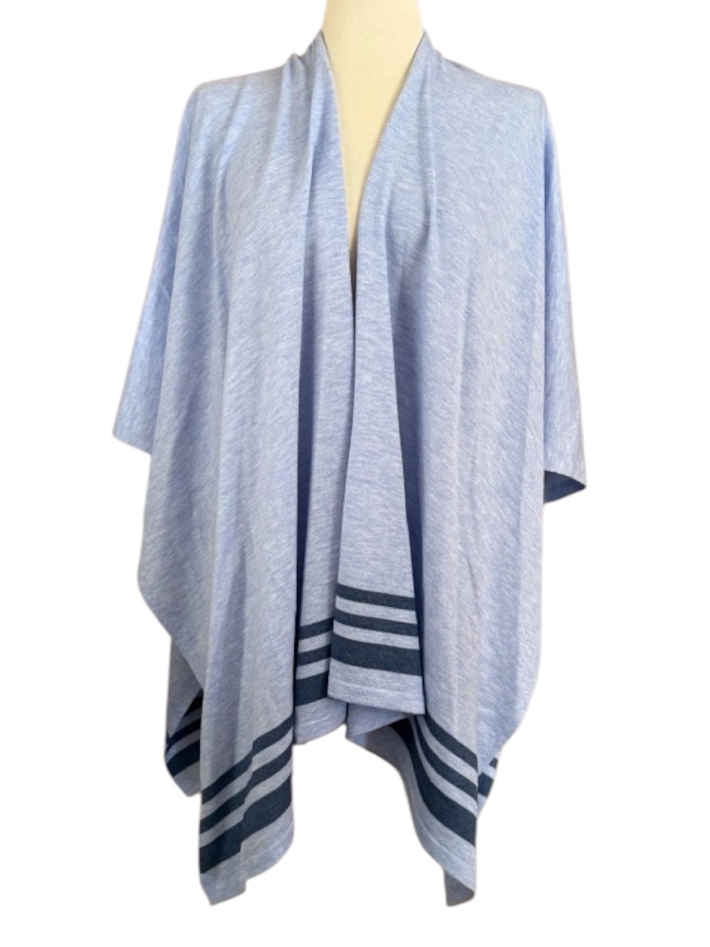 J.Jill light blue striped lightweight woolblend poncho Top one size Fall